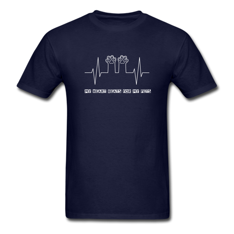 Image of My heart beats for my pets Men's T-Shirt - navy