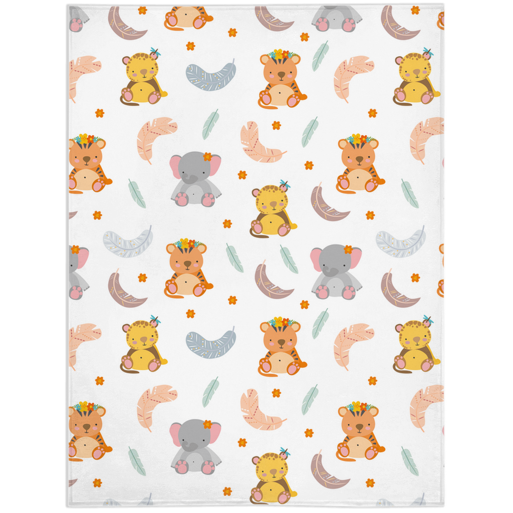 Minky Blanket With Baby Boho Animals Design