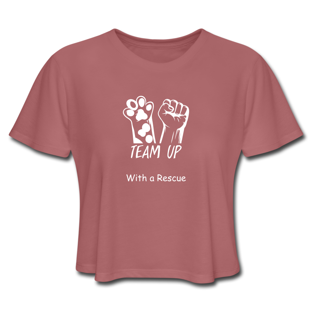 Team Up with a Rescue - Women's Cropped T-Shirt - mauve