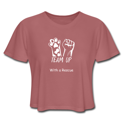 Team Up with a Rescue - Women's Cropped T-Shirt - mauve
