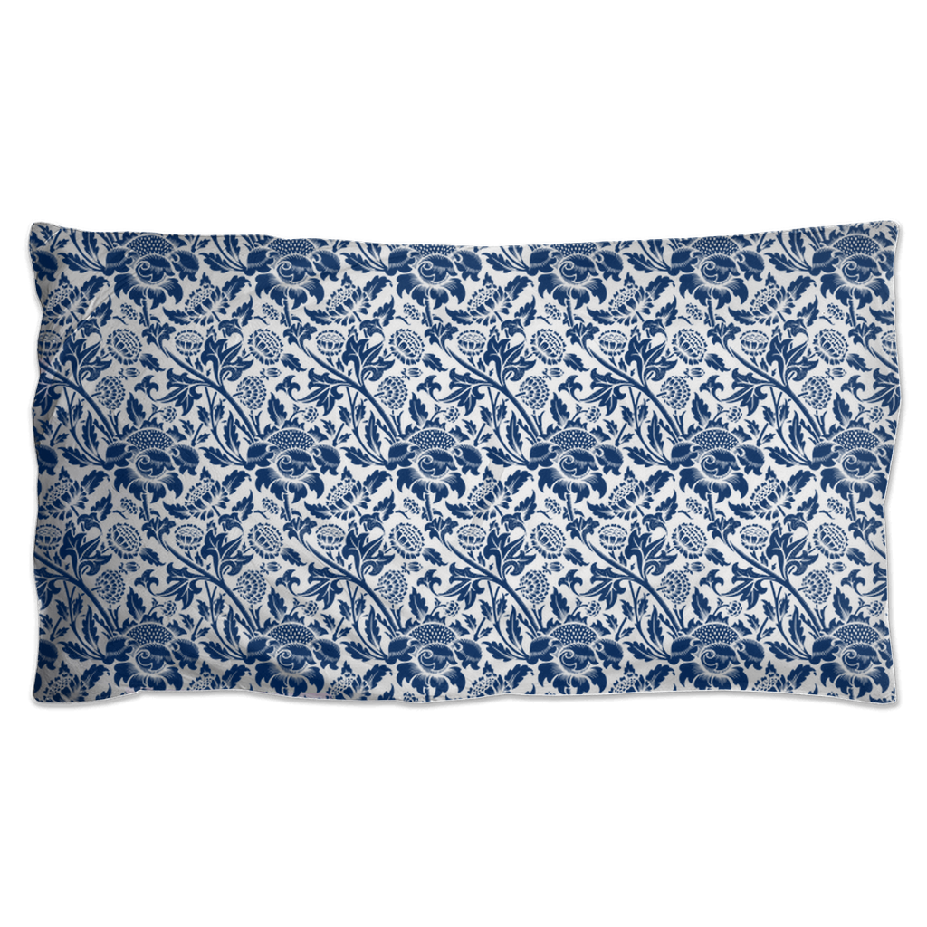 Pillow Shams With Blue Floral Design