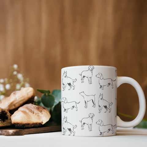 Image of Mug with Different Dog Breed Pattern
