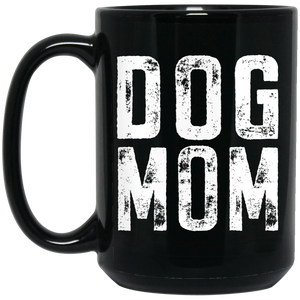 Dog Mom 15 oz. Black Mug