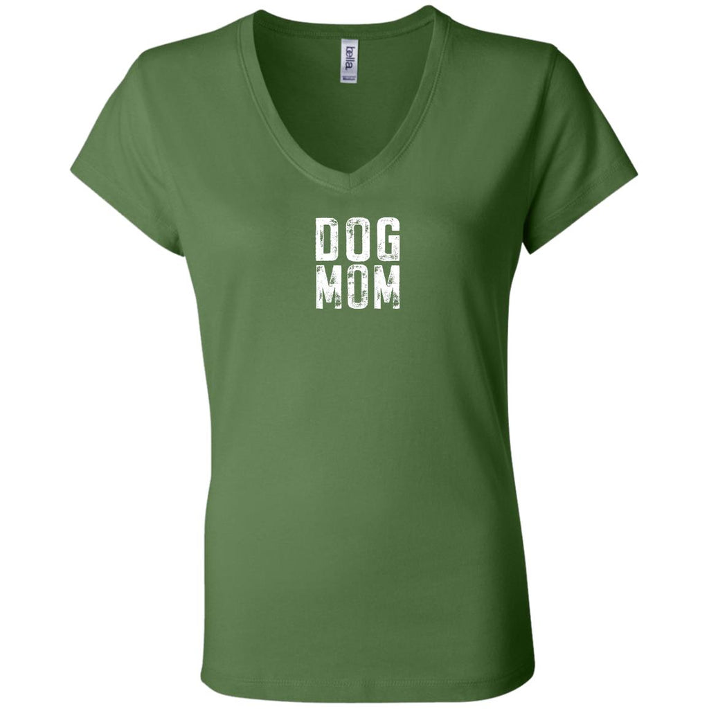 Dog Mom Canvas Ladies' Jersey V-Neck T-Shirt