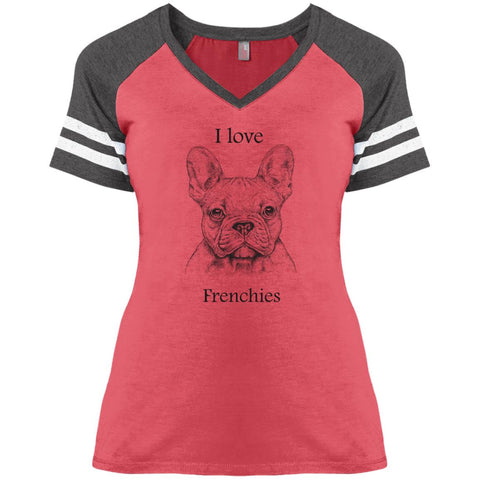 I love Frenchies Ladies' V-Neck T-Shirt