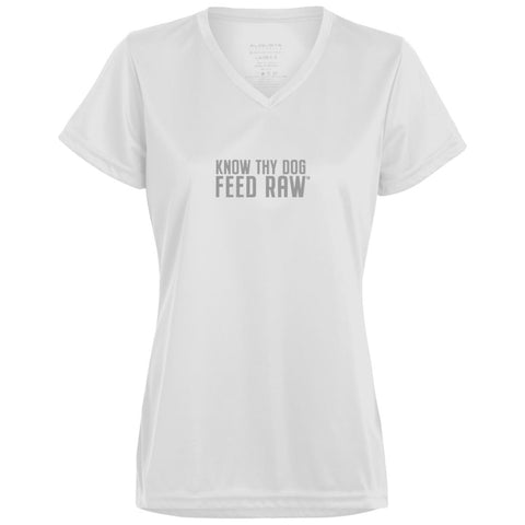 Image of Know Thy Dog Feed Raw | Ladies’ Moisture-Wicking V-Neck Tee