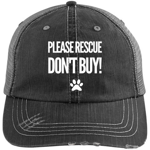 Image of Please Rescue Don't Buy - Distressed Unstructured Trucker Cap
