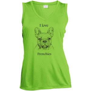 I love Frenchies Ladies' Sleeveless Moisture Absorbing V-Neck