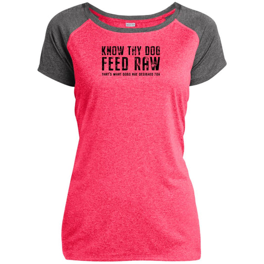 Know Thy Dog Feed Raw Sport-Tek Ladies Heather on Heather Performance T-Shirt