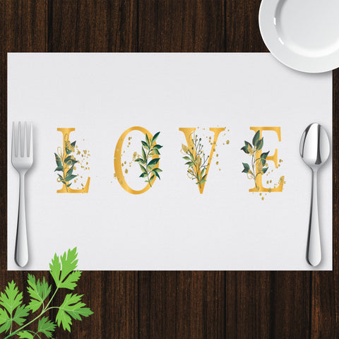 Image of Placemat with Gold LOVE Print