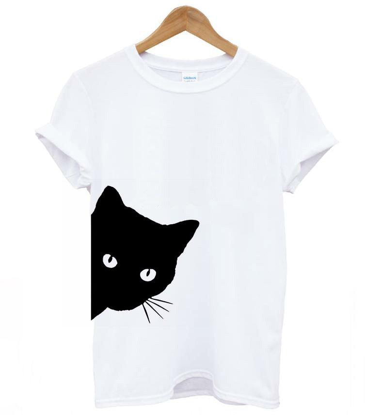 Cat Looking Out Side Print Women's T-shirt