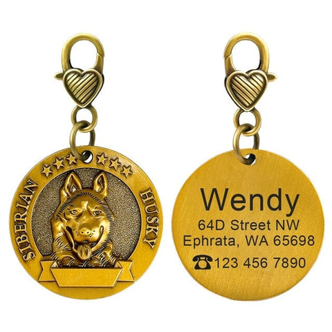 Image of Personalized Dog ID Tag Custom Copper Coated Metal
