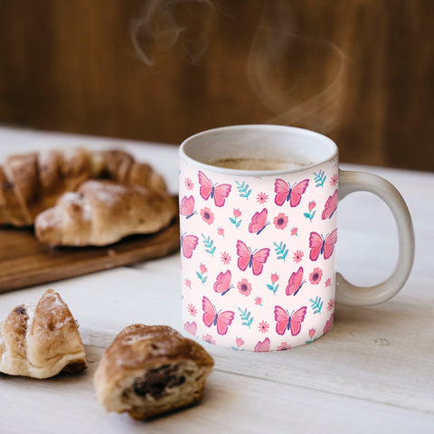 Image of Mug with Pink Butterfly Design