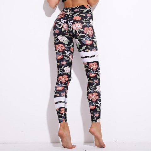 Image of Striped Floral Push Up Leggings