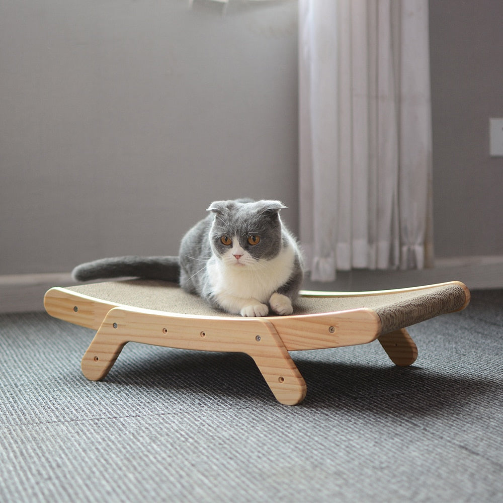 Wooden Cat Scratcher Scraper. | Detachable Lounge Bed | 3 In 1 Scratching Pad For Cats