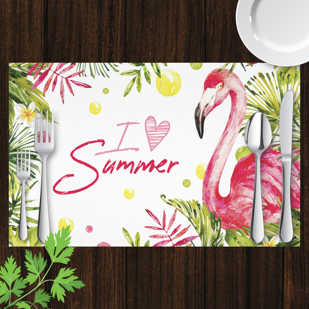 Summer Placemat with Watercolor Flamingo Design