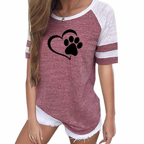 Image of Dog Paw Print T-shirt for Woman
