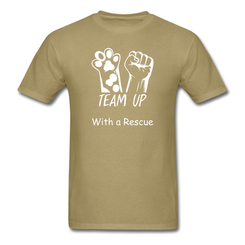 Image of Team Up with a Rescue Men's T-Shirt - khaki