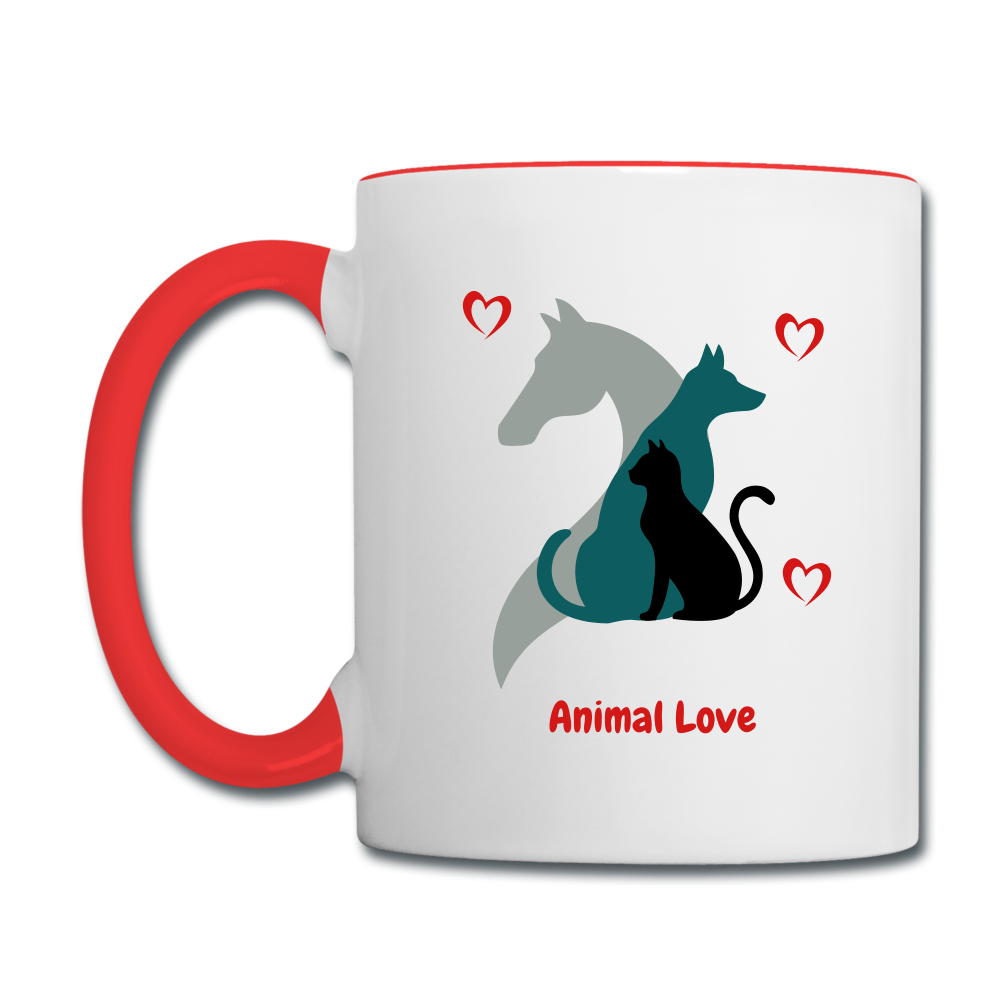 Animal Love - Contrast Coffee Mug - white/red