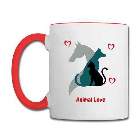 Image of Animal Love - Contrast Coffee Mug - white/red