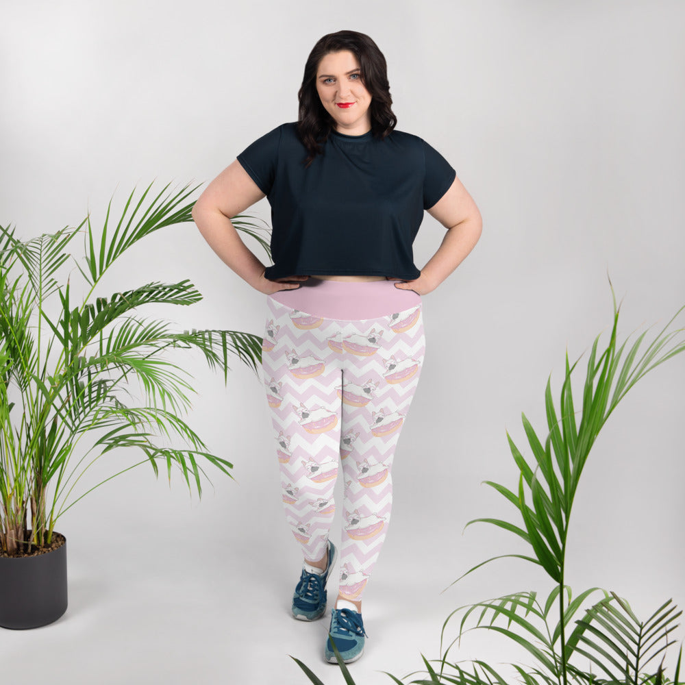 Pink French Bulldog Design Plus Size Leggings