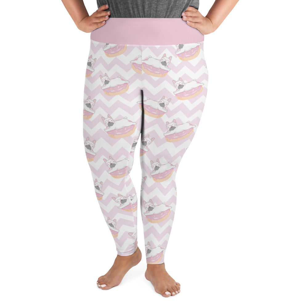 Pink French Bulldog Design Plus Size Leggings