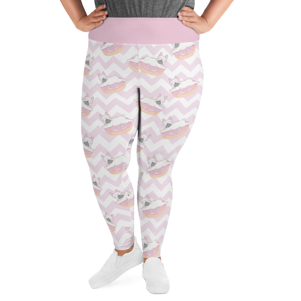 Pink French Bulldog Design Plus Size Leggings