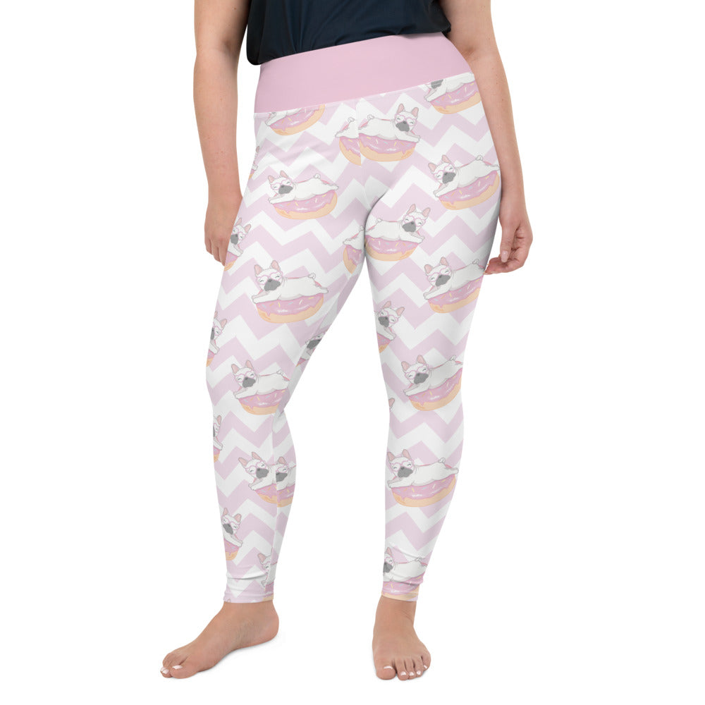 Pink French Bulldog Design Plus Size Leggings