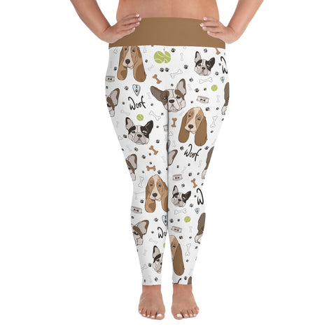 Image of Hand-drawn Dog Design Plus Size Leggings