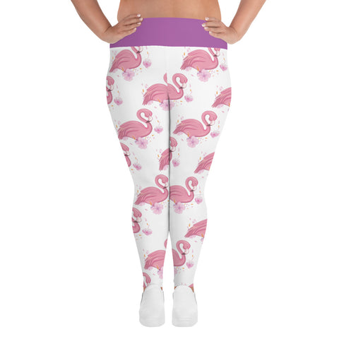 Image of Pink Flamingo Design Plus Size Leggings