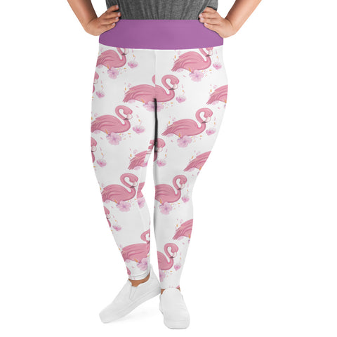 Image of Pink Flamingo Design Plus Size Leggings