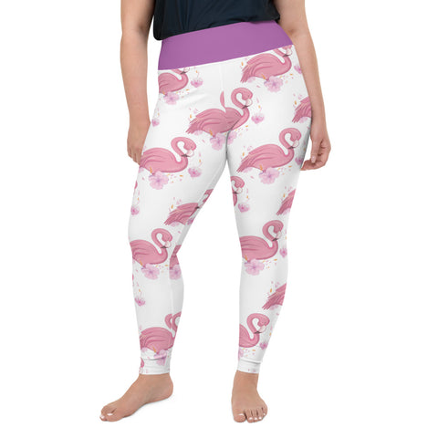 Image of Pink Flamingo Design Plus Size Leggings