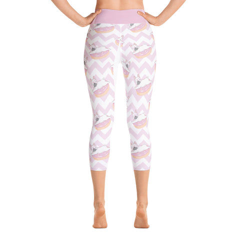 Image of Pink French Bulldog Design Yoga Capri Leggings