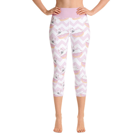 Image of Pink French Bulldog Design Yoga Capri Leggings