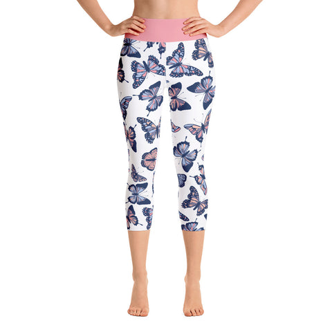 Image of Colorful Butterflies Design Yoga Capri Leggings