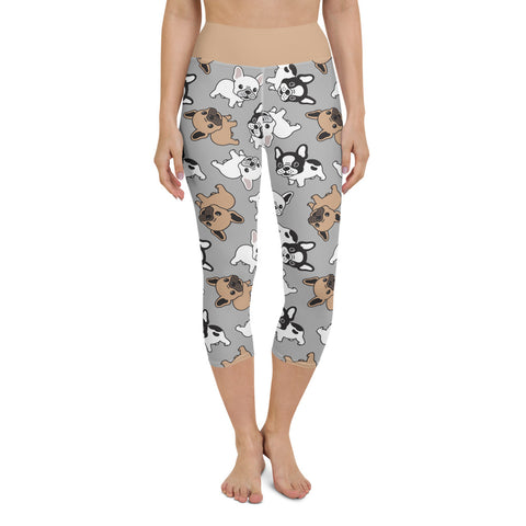 Image of Cute French Bulldog Design Yoga Capri Leggings