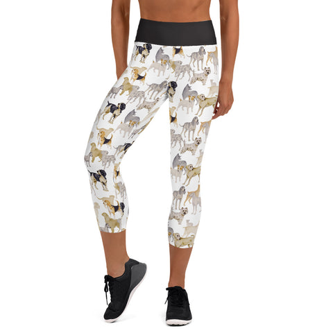 Image of Dog  Breeds Pattern Design Yoga Capri Leggings