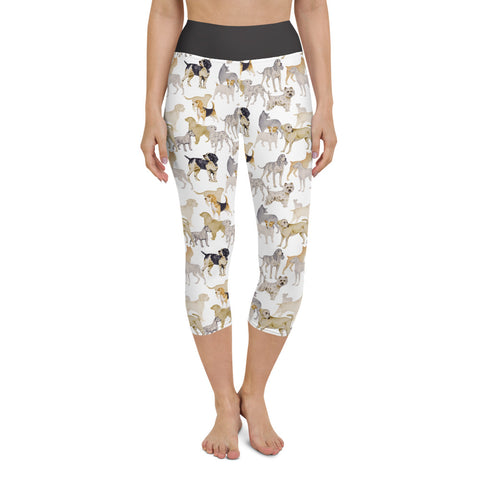 Image of Dog  Breeds Pattern Design Yoga Capri Leggings