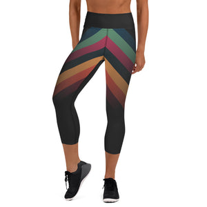 Black Abstract Yoga Capri Leggings
