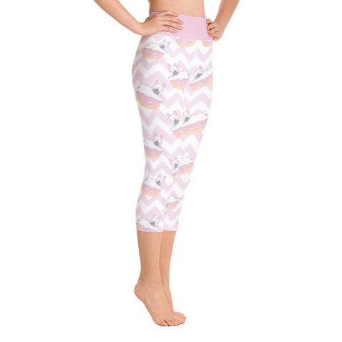 Image of Pink French Bulldog Design Yoga Capri Leggings
