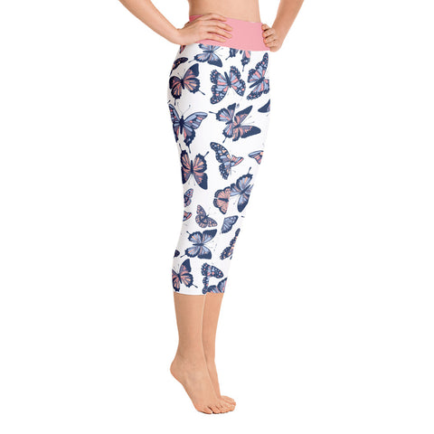 Image of Colorful Butterflies Design Yoga Capri Leggings