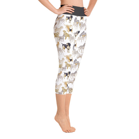 Image of Dog  Breeds Pattern Design Yoga Capri Leggings