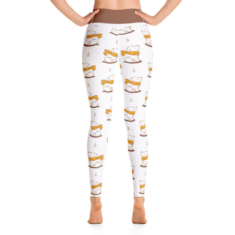 Image of Cute Hand-Drawn Bear Design Yoga Leggings