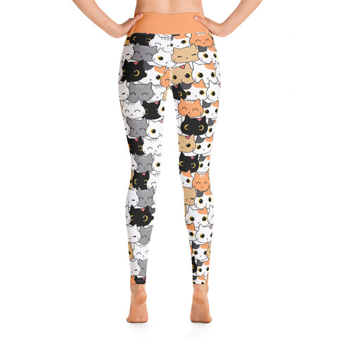 Image of Cute Cat Pattern Design Yoga Leggings