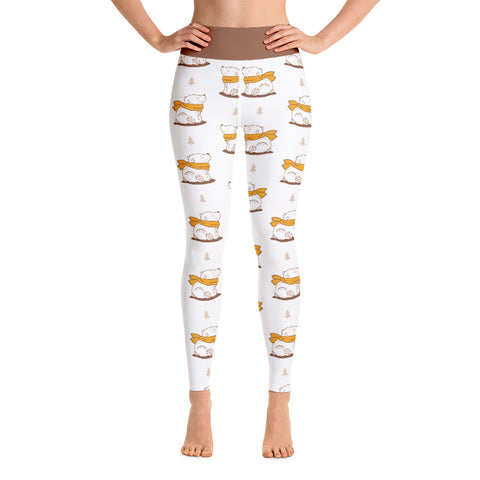 Image of Cute Hand-Drawn Bear Design Yoga Leggings