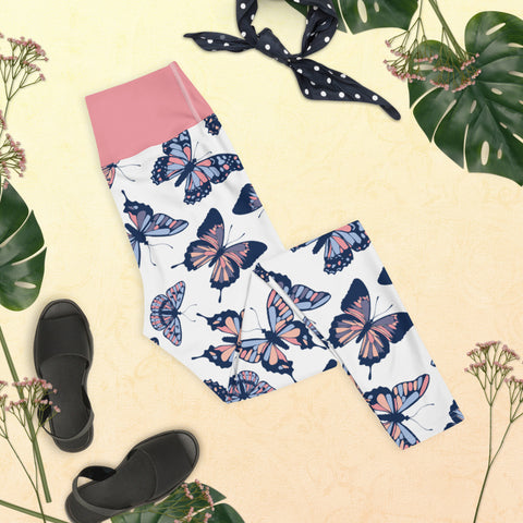 Image of Color Butterflies Design Yoga Leggings