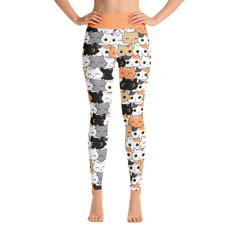 Image of Cute Cat Pattern Design Yoga Leggings