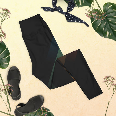 Image of Black Abstract Design Yoga Leggings