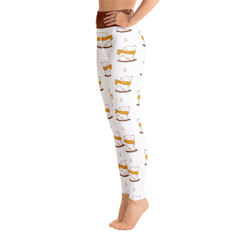 Image of Cute Hand-Drawn Bear Design Yoga Leggings