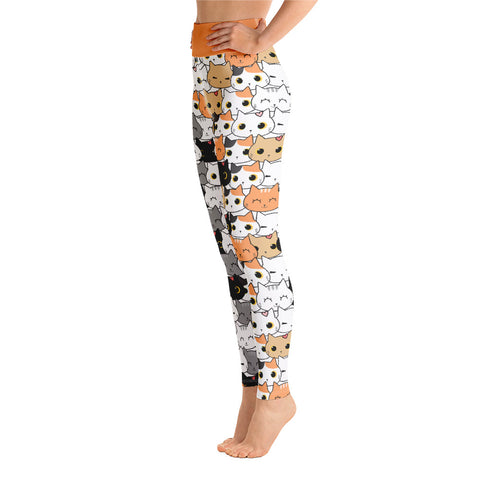 Image of Cute Cat Pattern Design Yoga Leggings